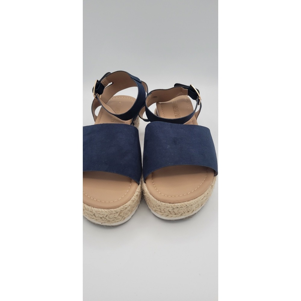 DREAM PAIRS Women Espadrille Platform Wedge Sandals Ankle Strap Blue Tan 9